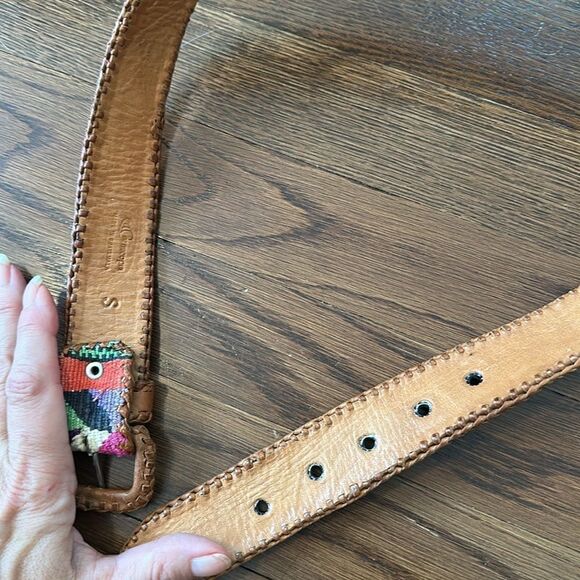 Vtg Cornucopia brand Guatemalan hand‎ woven multi colored & pattern leather belt main image 4